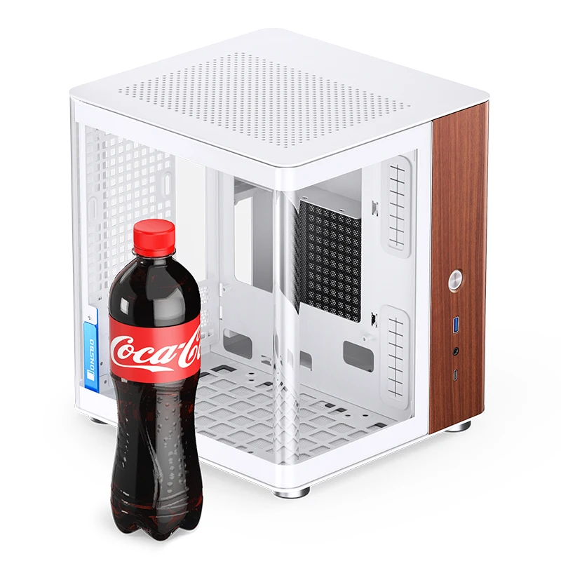 Jonsbo Tk-0 Ocean View Room Itx Chassis Curved Glass Walnut Aluminum Compatible Sfx Power Supply Computer