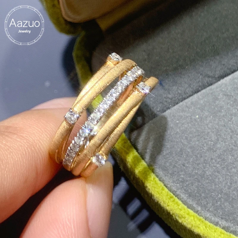 

Aazuo Hot Sale Luxury Jewelry 18K Yellow Gold Real Diamonds 0.25ct Original Design Ring Gift for Woman Engagement Party Au750