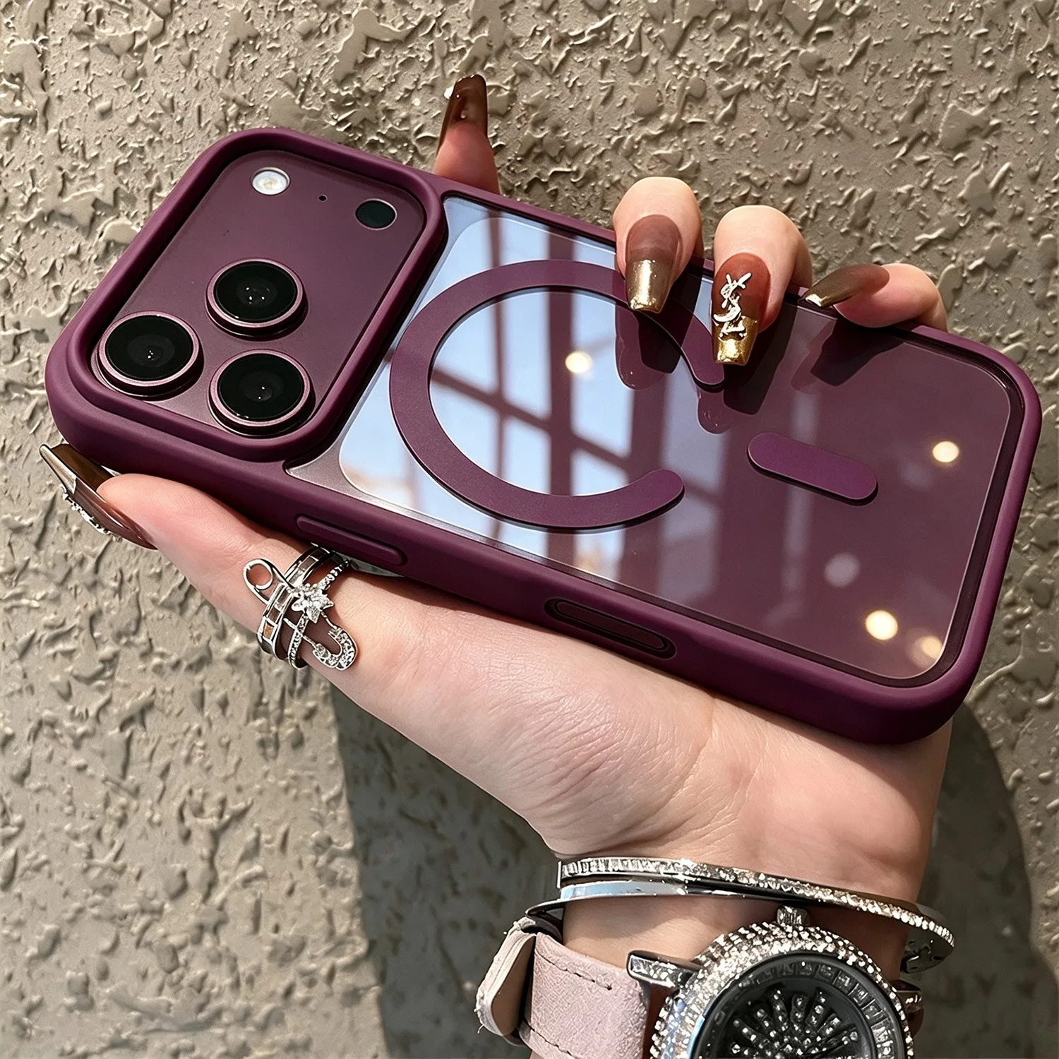 Magsafe-Compatible Clear Shockproof Phone Case with Magnetic Wireless Charging Capability