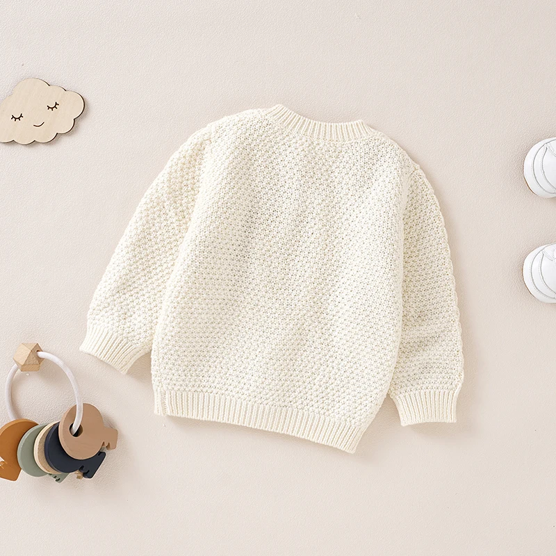 Maglione per bambini in cotone lavorato a maglia per neonati Abbigliamento per bambini Moda Solid Top Capispalla Infantile Ragazze Ragazzi Cardigan Manica lunga Autunno 0-3 anni - immagine 3