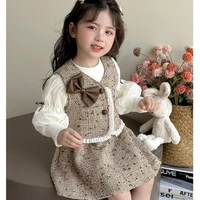 Costume d'automne pour filles, vêtements pour enfants, Style coréen, gilet pour bébé, deux ensembles décontractés, simples, assortis, nouvelle collection 2025 2