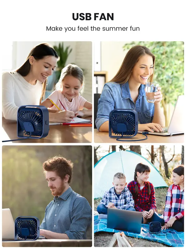 TOPK Mini Portable Fan USB Desk Fan Table Strong Airflow &Quiet Operation 3 Speed Wind 360°Rotatable Standing fans for room Home - Image 6