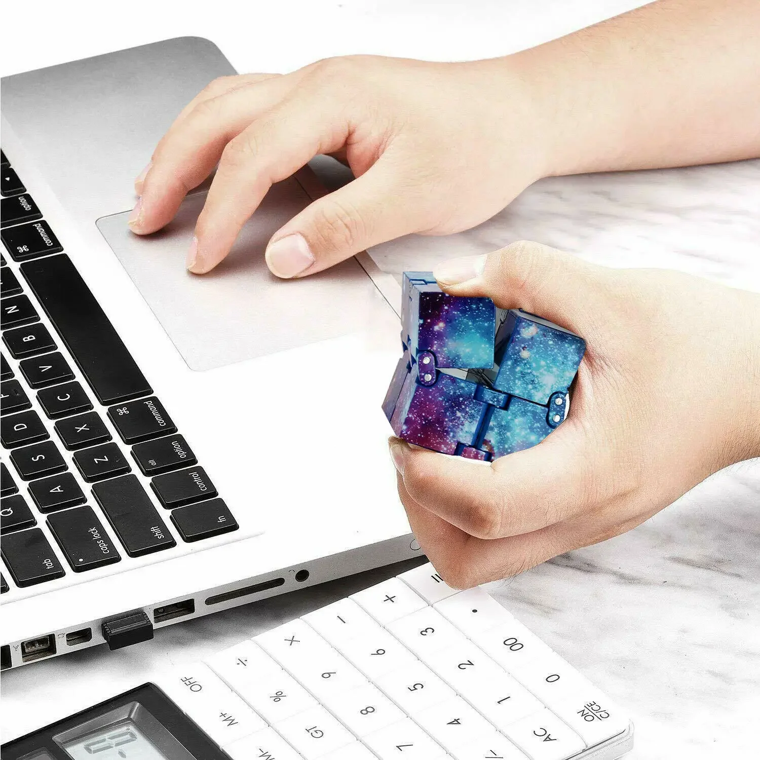 Mini Fidget Block Infinity Cube Galaxy Space Sensory Desk Toy Fidget Block Magic Puzzle Flip Cube for Teens Adult Birthday Gifts