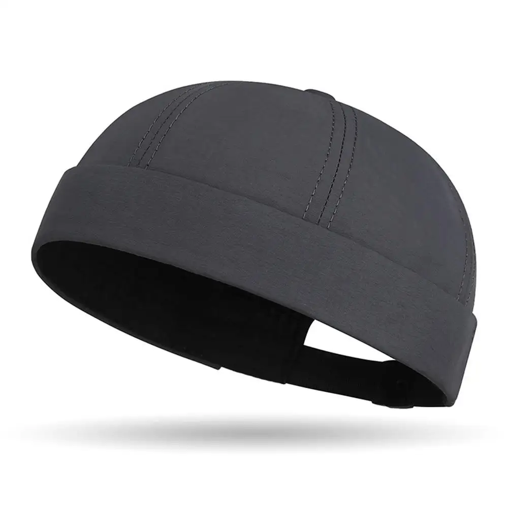 Spring Summer New Casual Landlord Hat Street Melon Skin Tide Hats Without Brim Retro Hip Hop Cap Unisex Docker Cap Brimless Hat