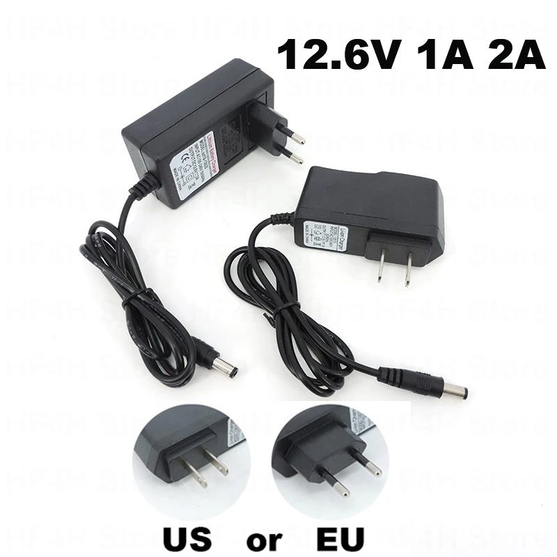 Ac 100V-240V Dc 12.6V 1A 2A Caricabatterie 12 V Volt Adattatore Di Alimentazione 5.5*2.5Mm 12.6V 2A Per 18650 Batteria Al Litio Eu Us Plug B4