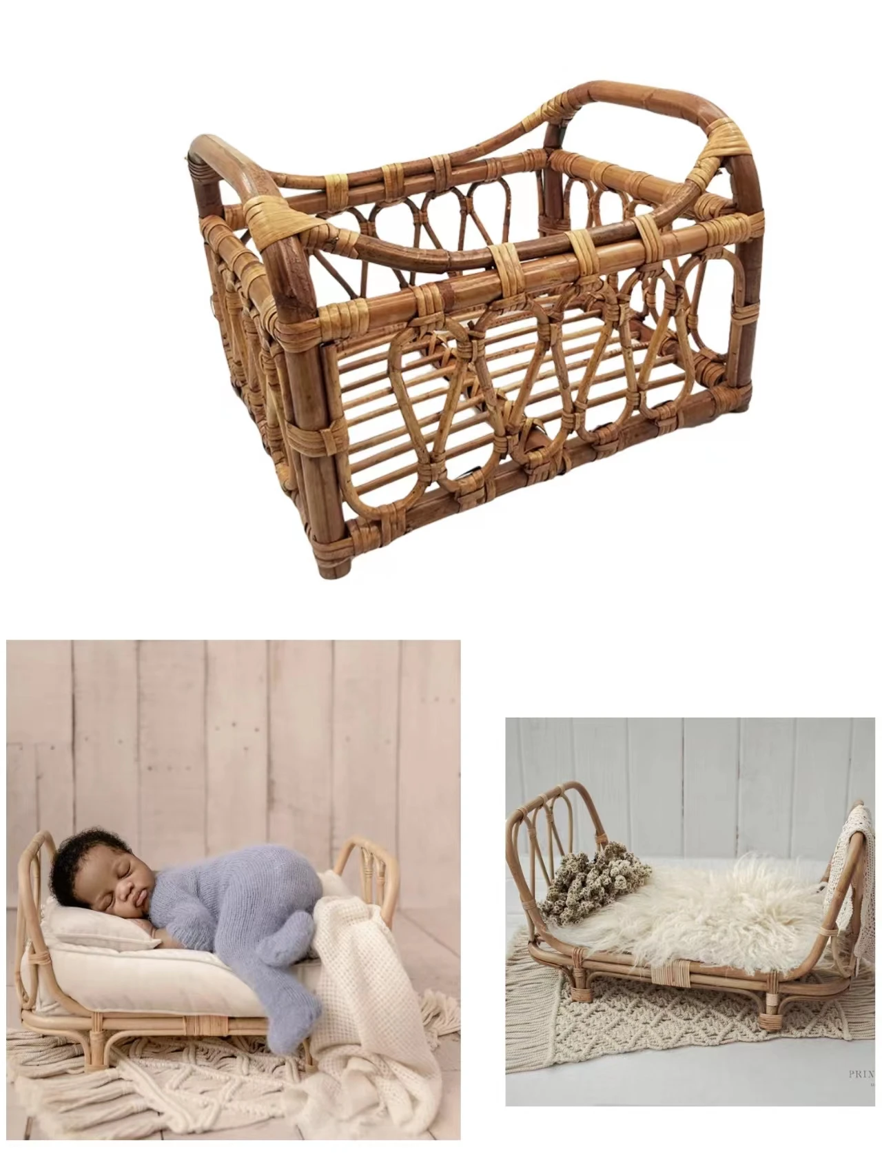 

Newborn Photography Props Vintage Rattan Basket Chair Baby Bed Photo Baby Girl Boy Baby Keepsakes Studio Photography Accessories