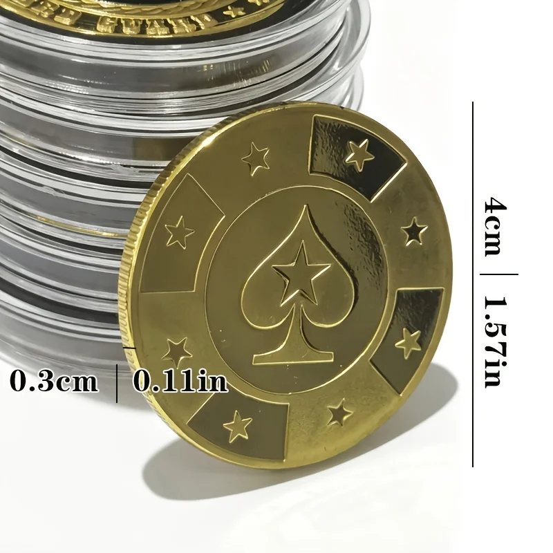 금도금된 금속 포커 카드 가드 코인 40mm, 포커 게임 토너먼트 및 홈 엔터테인먼트용 수집용 딜러 버튼