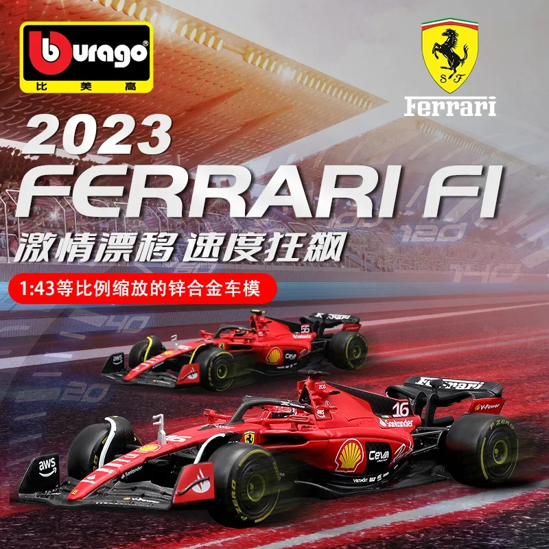 Bburago 1:43 2023 Ferrari Sf-23 #16 #55 F1 Formula Racing Car Hardbound Edition Lega Car Diecast Model Toy Collection Regali