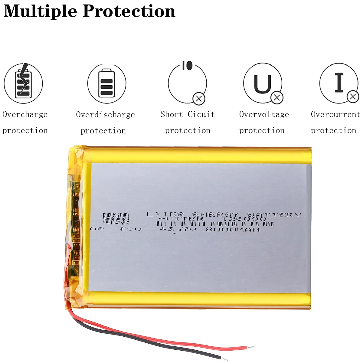 Rechargeable Battery Liter energy battery 126090 3.7V lithium polymer 8000mah DIY mobile emergency power charging treasure