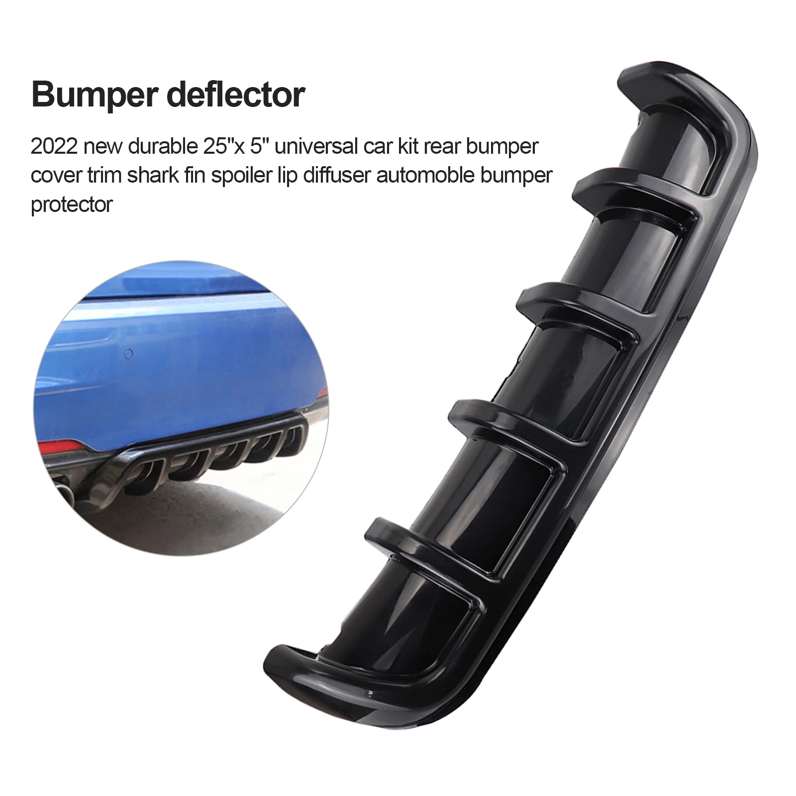 Car Bumper Spoiler Bumper Protector New Durable 25"x 5" Universal Car Kit Rear Bumper Cover Trim Shark Fin Spoiler Lip Diffuser Automoble Bumper Protector