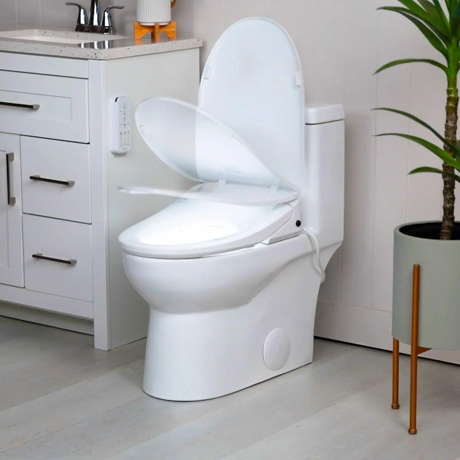 UXA Pearl Auto Bidet Toilet Seat in Elongated White | Endless Warm Water | Automatic Lid and Seat | Arced Stainless Stee 3