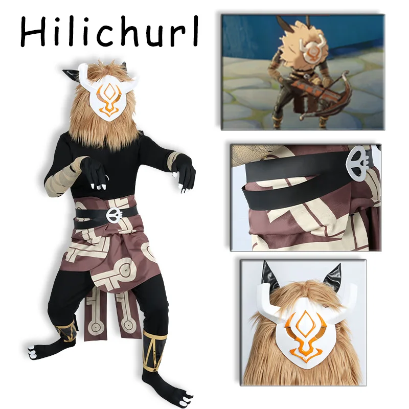 

Genshin Impact Hilichurl Cosplay Anime Cute Monster Clothes Game Male Plush Headgear Halloween Carnival Full Set Including Mask