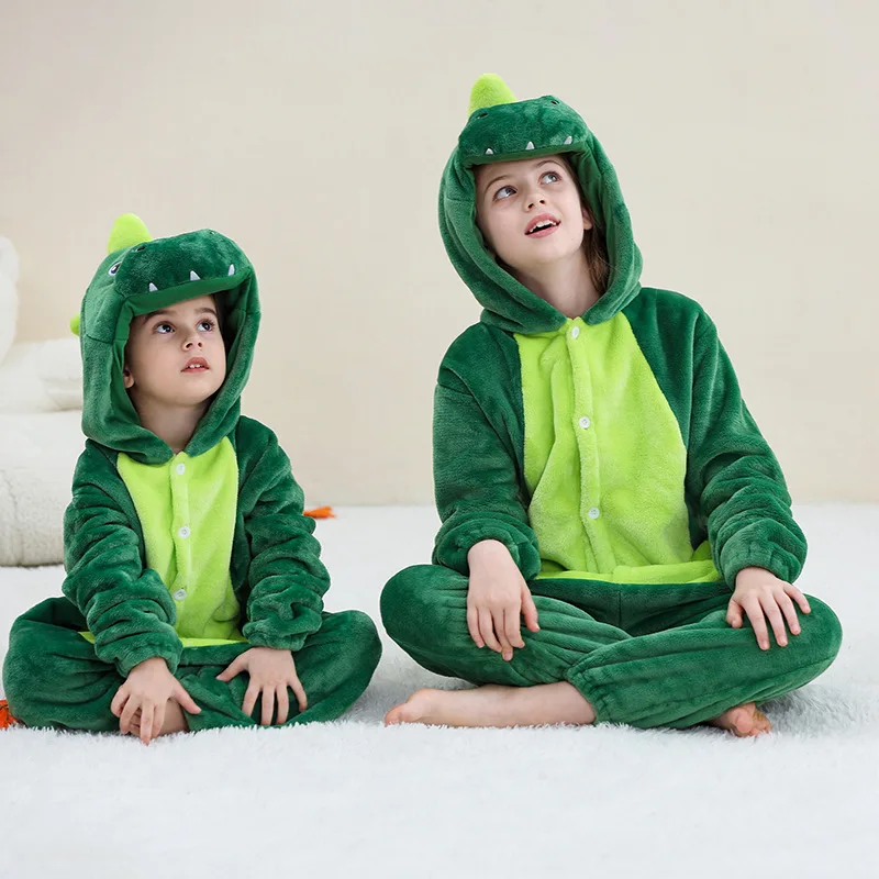Kigurumi Pajamas For Children Girls Boys Cow Animal Pajamas Kids Sleepwear Panda Onesies Costumes Jumpsuit Winter Flannel Pyjamas