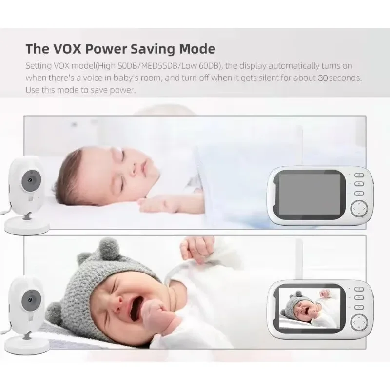 3.5 inch Wireless Video Baby Monitor Night Vision Temperature Monitoring 2 Way Audio Talk Baby Nanny Security Camera
