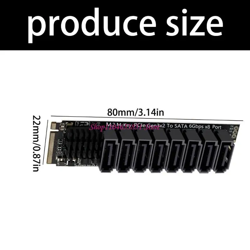 8 포트 PCIe SATA3.0 6Gbps 컨트롤러 카드 M.2 NVME PCIE 고속 데이터 전송 데스크탑용 알루미늄 방열판 확장 카드
