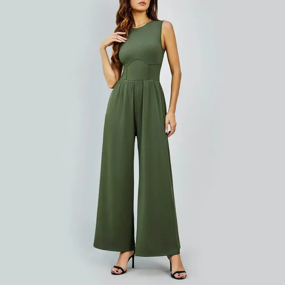 Women’s Viral Jumpsuit – Sleek Wide-Leg Tummy Control back zipper jumpsuit
