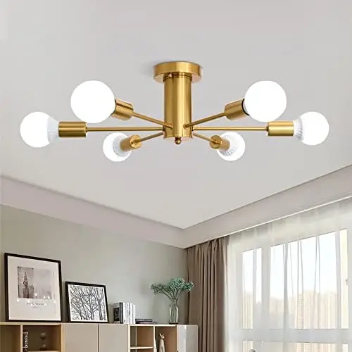 

Light Sputnik Ceiling Light Brushed Gold Chandelier Brass Rustic Semi Flush Mount Ceiling Light Modern Kitchen Light Fixtures Ch