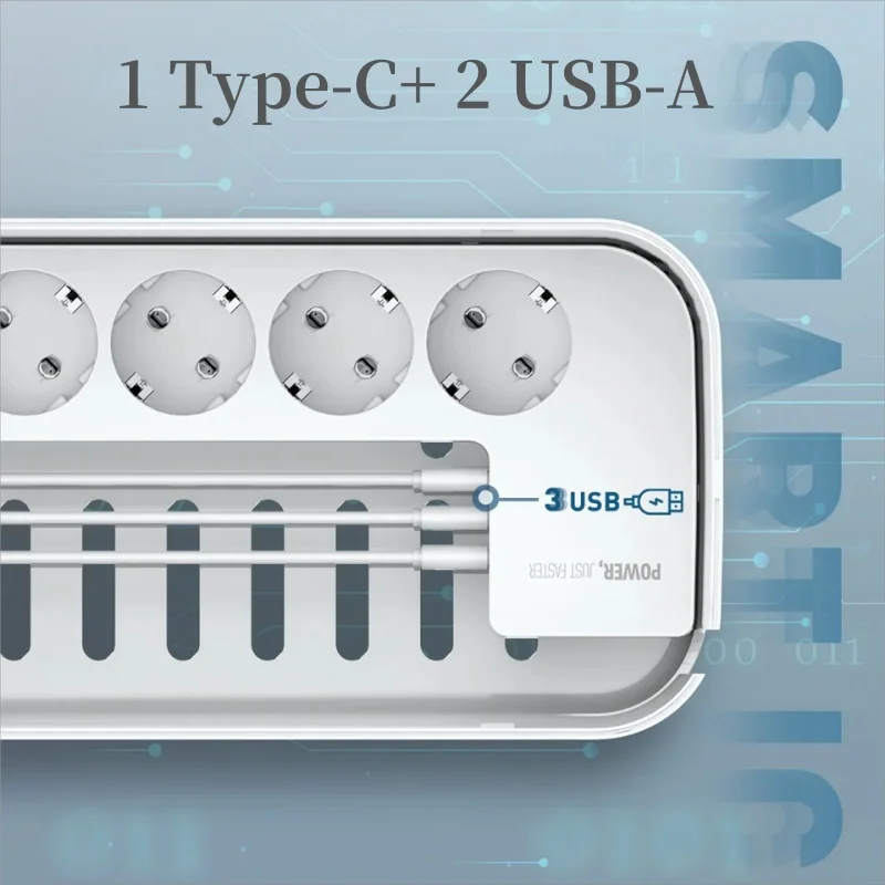 LDNIO 박스 포함 EU 멀티탭, 15W 무선 충전기 스테이션, 5 AC 3 USB 콘센트, 2M 익스텐션 코드, 전기 소켓 네트워크 필터