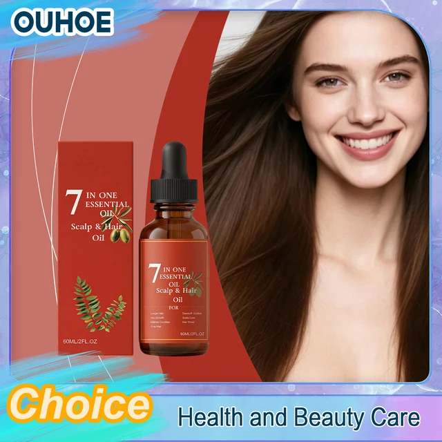 7 In 1 Hair Oil Castor Olive Hair Growth Serum Nourish Repair Scalp Dry Frizz Damaged Gloss Elastic Tough Smoothing Conditioner