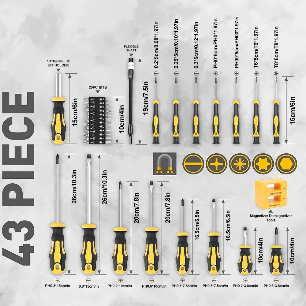 43 in 1 Universal Screwdriver Set with Magnetic Bits, Professional Repair Tool Kit With Box for Electronics Furniture Home DIY: 3 - 5 Days Free Delivery Only UK