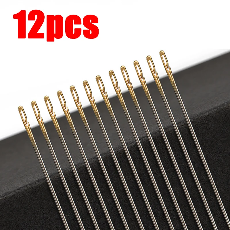 Description Picture 2 of item12PCS Side Holes Blind Needles Sewing Stainless Steel Elderly Needle Household DIY Jewelry Beading Threading Apparel Needles