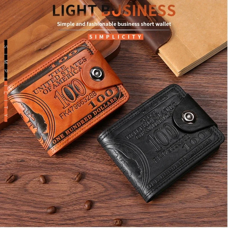Men's Wallets  Dollar PatternWallet Male Leather Walet Photo Card HolderFashion Large Capacity Wallet Purse Bag - 3