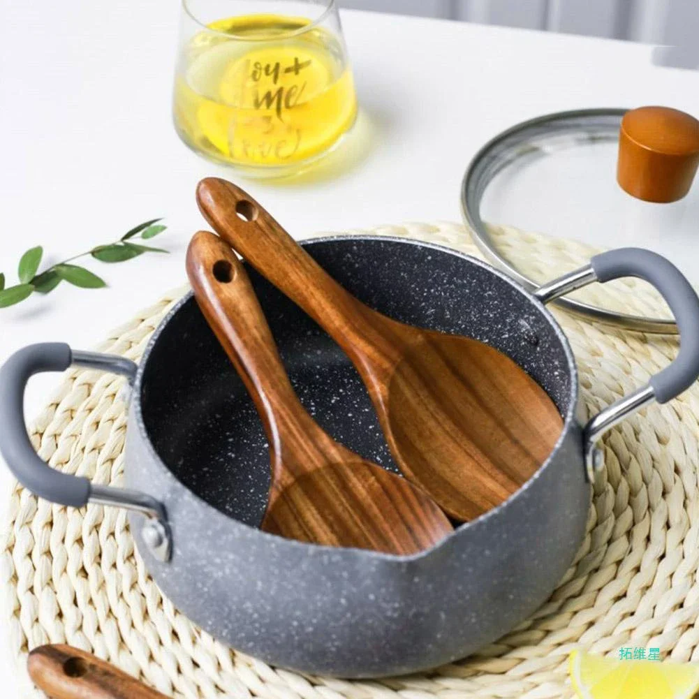 Teak Natural Wood Tableware Spoon Handled Wooden Rice Wooden Ladle Kitchen Tool Cooking Spoon Tablespoon