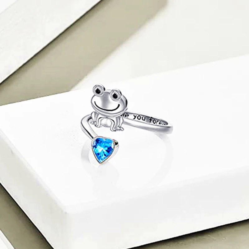 Love You Forever Frog Animal Rings For Women Men Vintage Heart CZ Stone Party Decoration Ring Resizable Unisex Gift wedding rings,signet ring,round rings,cross rings,temperature rings,silver ring,womens ring,fidget rings,couple rings,cubic zircon ring,turkish rings,finger rings,jewelry rings,ring jewelry,anime rings,moissanite ring,survival ring