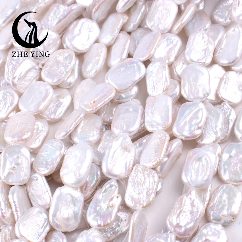 New 4A+ Irregular Natural Freshwater Pearl Beads Baroque White Rectangular Loose Spacer Bead For Jewelry Making DIY Necklace 15