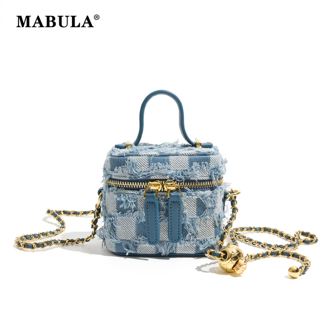 Mini Checkerboard Denim Crossbody Bag