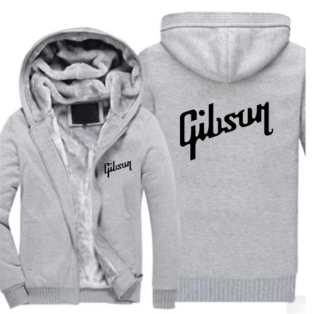 Gibson 2023 Mens Thickening Fleece keep Warm Zipper Hooded Cardigan Jumpers male Solid color Long Sleeve coat top clothing