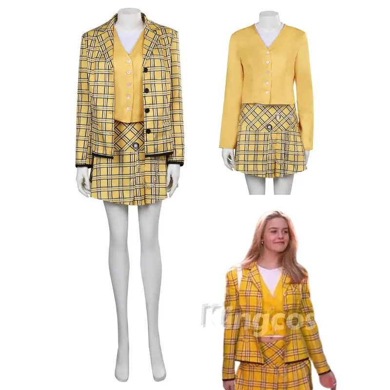

Clueless Cher Millennial Cosplay School Uniform Women Costume Fantasia RolePlaying Dress Halloween Carnival Suit for Adult Cloth