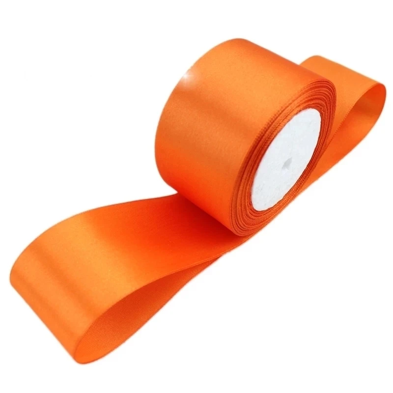 25 Yards/Roll Orange Single Face Satin Ribbon Wholesale Gift Wrapping Christmas Handmade DIY Ribbons