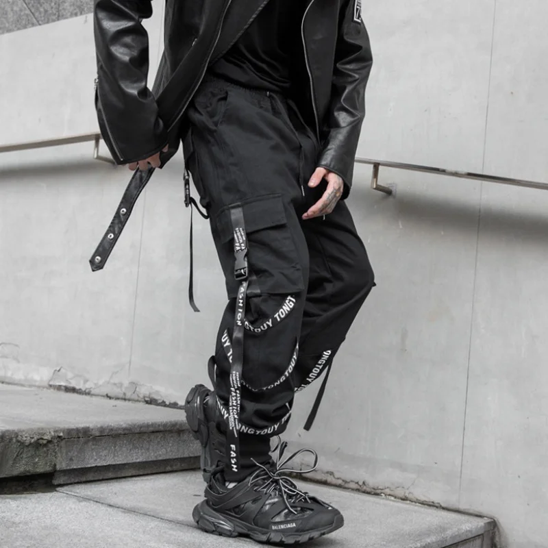 

2024 Autumn Men Streamer Patchwork Design Tactical Cargo Pants Y2K Multi-pocket High Street Techwear Pants pantalones шорты