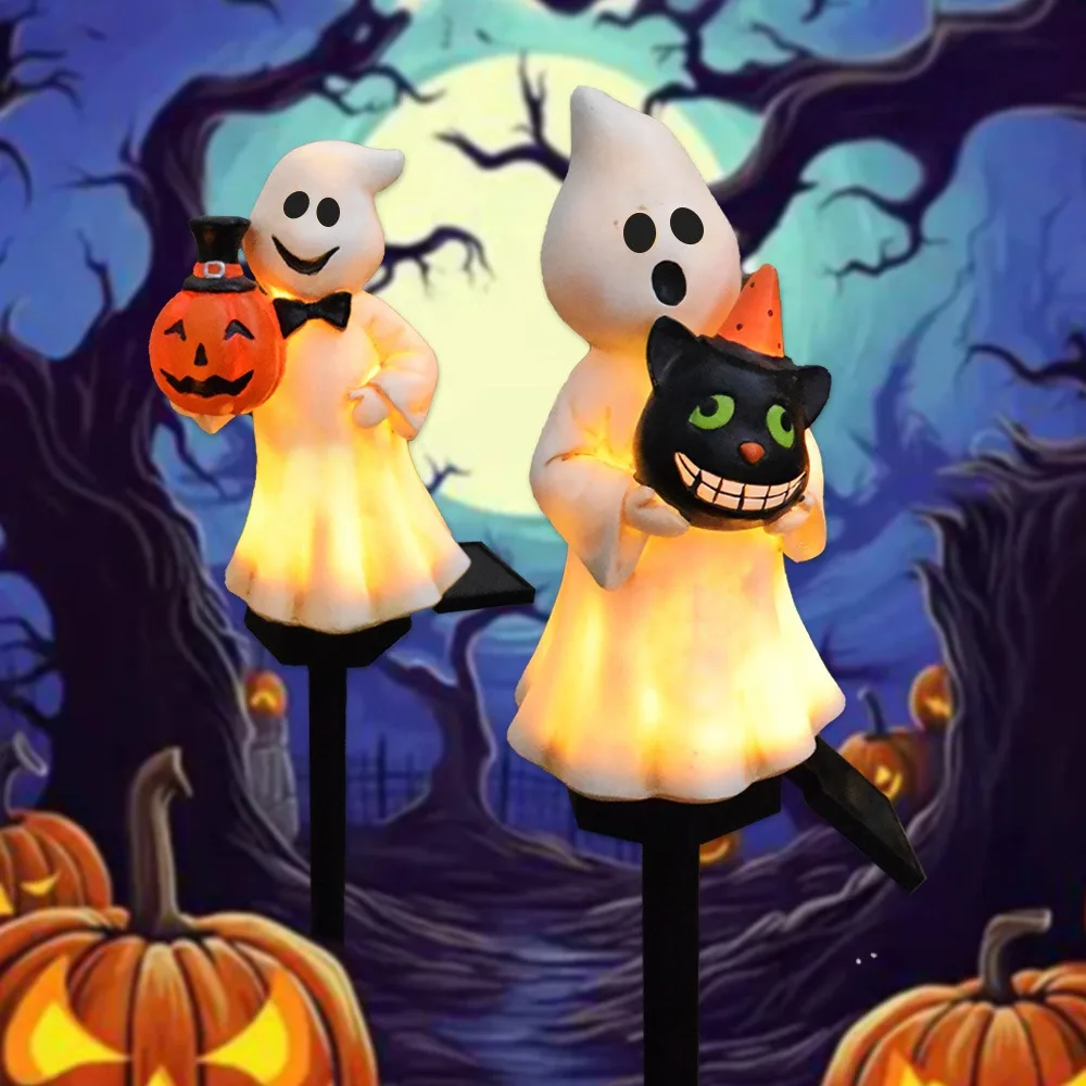 Solar Powered Halloween Ghost Outdoor Lights Creative Atmosphere Layout Waterproof Courtyard Garden Scenery Pendant Props Light