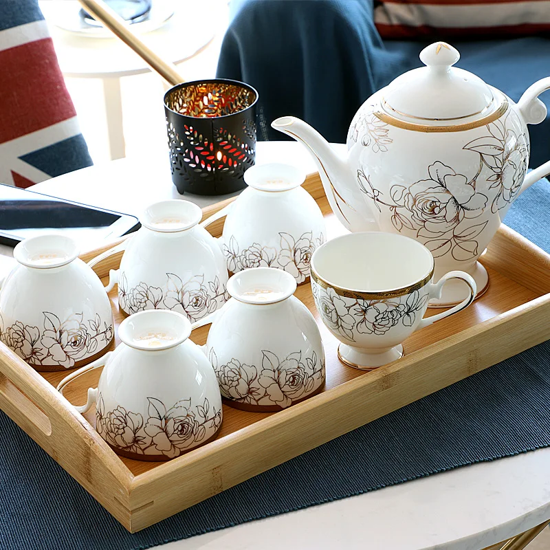 

Набор из 8 шт. Набор фарфоровых чашек для эспрессо, фарфоровый золотой цветочный чайный набор, набор кофейных чашек для чайной вечеринки, винтажный сервис для кафе