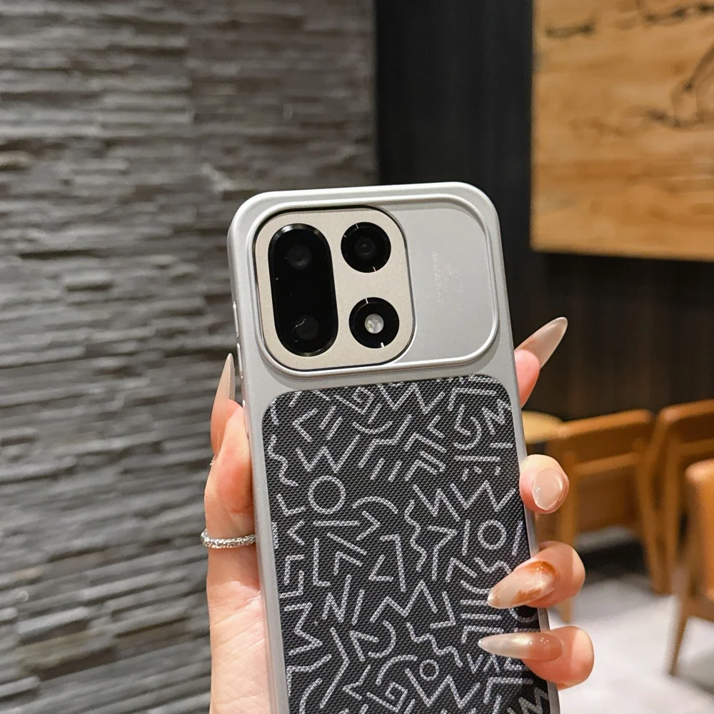 Graffiti Painted Leather Phone Case with Magnetic Wireless Charging and Shockproof Protection