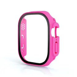 Premium Tempered Glass Case with PC Bumper for Smartwatch Strap - Screen Protector Cover and Band Accessories (Barbie)