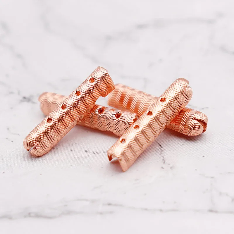 Coolstring Metal Aglets Luxury 23*4MM Wave Texture Engraved Tips Female Boot Canvas Shoelace Decoration Rose Golden Cordon Heads
