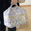 Cute Bow Flower Quilting Cotton Makeup Bag Women Zipper Cosmetic Organizer Female Cloth Handbag Portable Toiletry Case for Girls 4