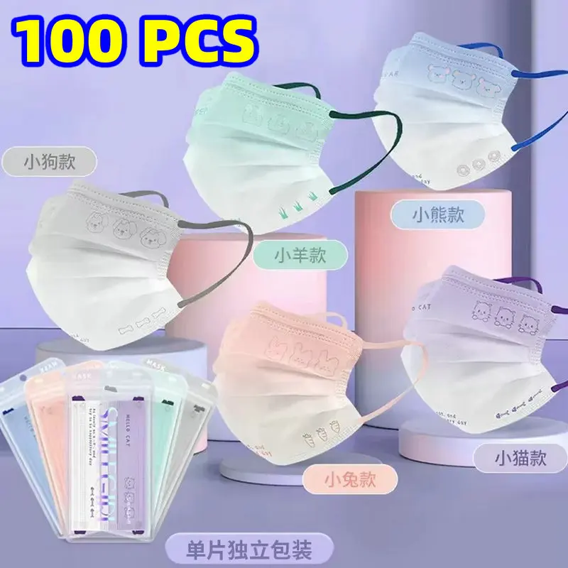 Makaron color face mask powder blusher fade color fashion version breathable cartoon printing adult 3-layer female mascarilla face mask