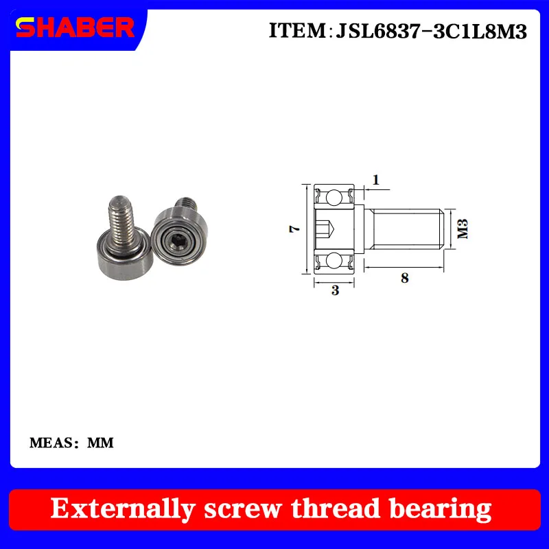 

【SHABER】Supply threaded special guide pulley JSL6837-3C1L8M3 external thread bearing