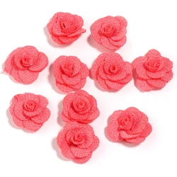 10 - Piece Set of 3cm Handmade Three - Dimensional Rose Flower Accessories (Watermelon Red)