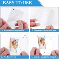 Acrylic Fridge Magnetic Photo Frames 6x9cm Home Decor Double Sided Clear Magnetic Frame for Display 2.46x3.54 Inch Magnet 6