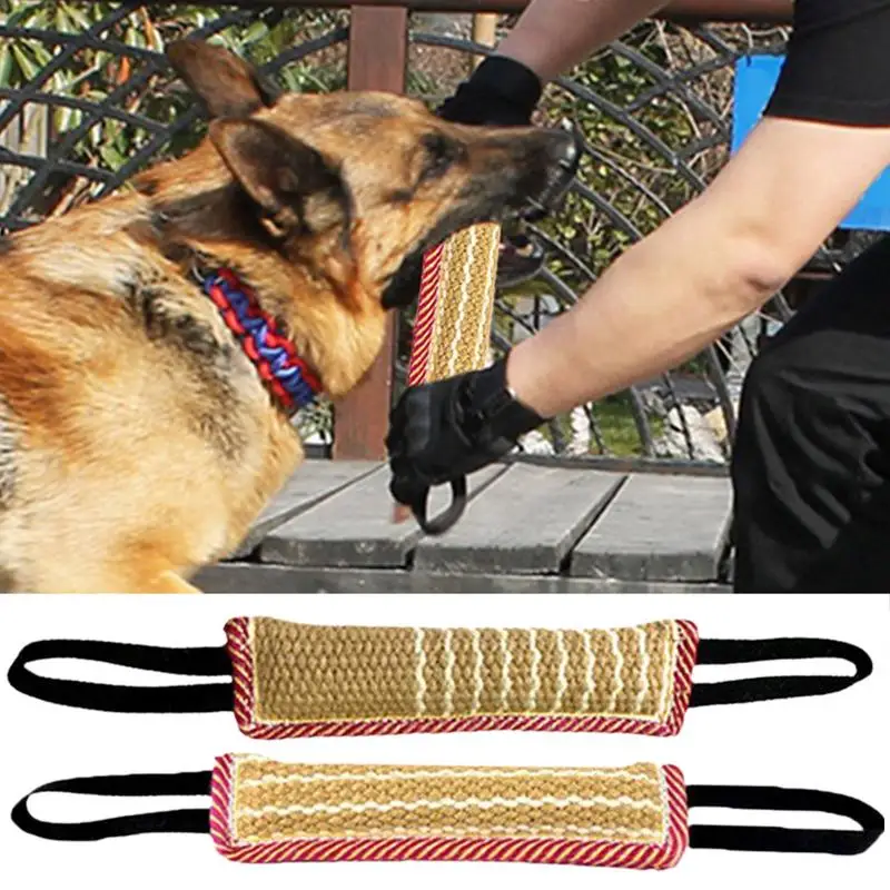 Dog Tug Toy, Dog Bite Jute Pillow Pull Toy With 2 Strong Handles