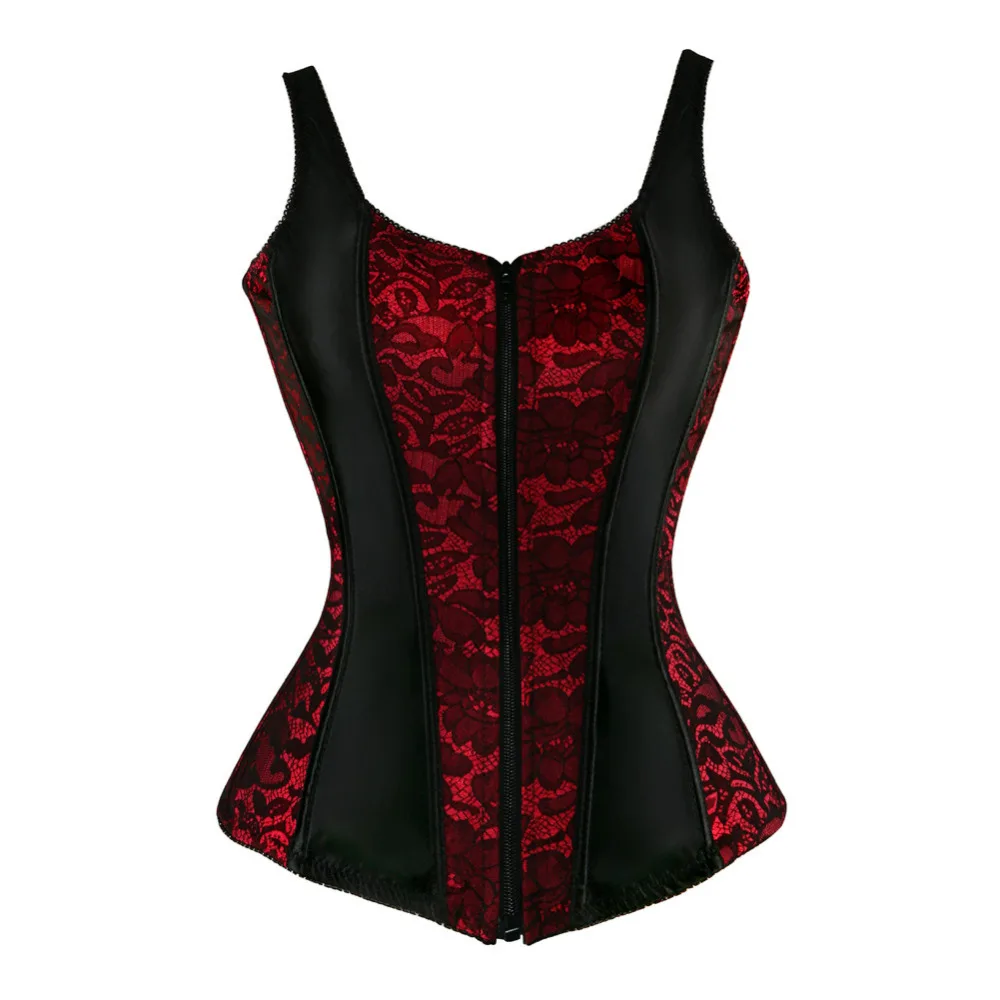 Bustier En Satin Avec Bretelles, Corset Rouge Et Noir, Vintage, Grande