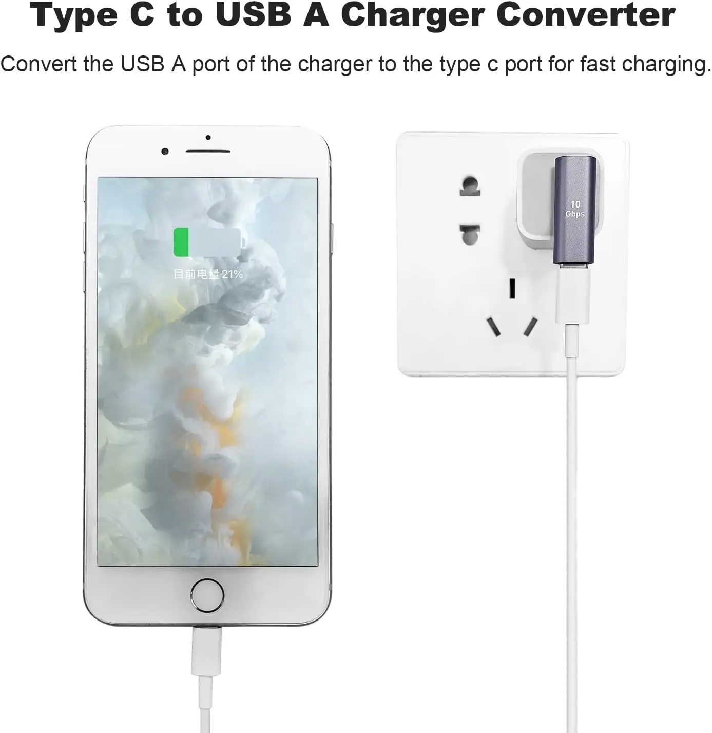 아이폰 애플 아이워치 워치용 USB C 암-USB 수 어댑터, 왼쪽 및 오른쪽 각도 C 타입-USB A 충전기 변환기