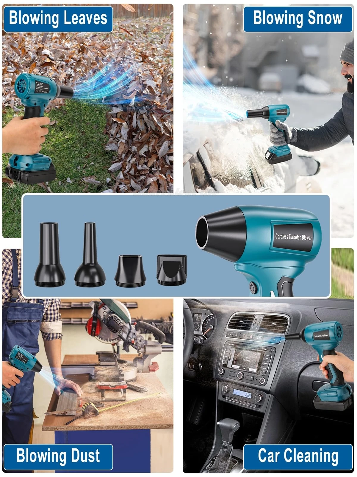 Cordless Leaf Blower for Makita 18V Battery 130000 RPM 425MPH High-Speed Brushle