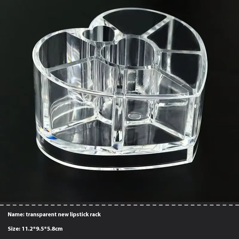Heart Shape Clear Acrylic Lipstick Organizer Holder Slots