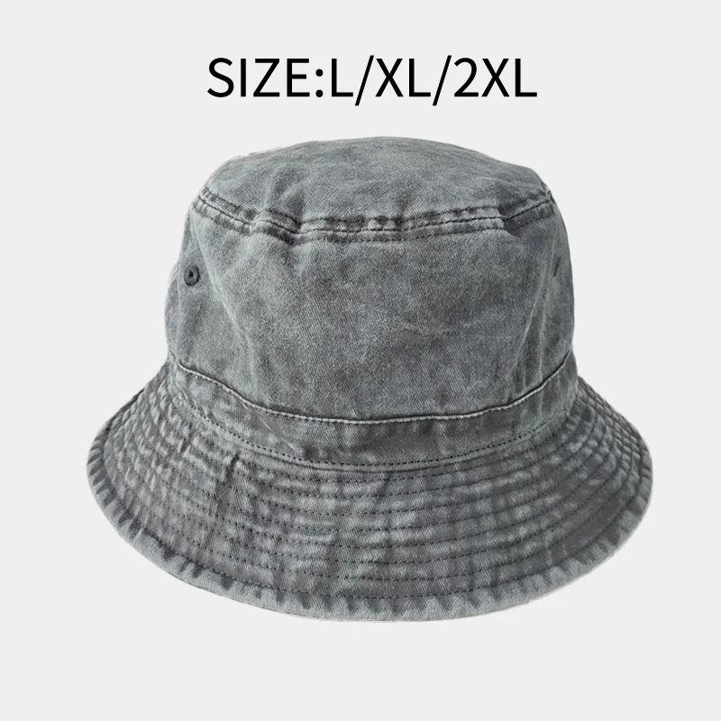 2023 Big Head Plus Size Bucket Hat for Men Pure Cotton Panama Fisherman